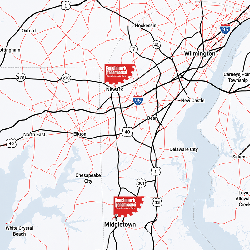 Benchmark Transmission locations in Newark and Middletown, Delaware